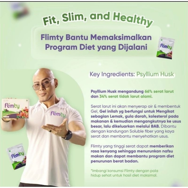 Flimty fiber pelangsing detox 1Box isi 16 sachet antioksidan