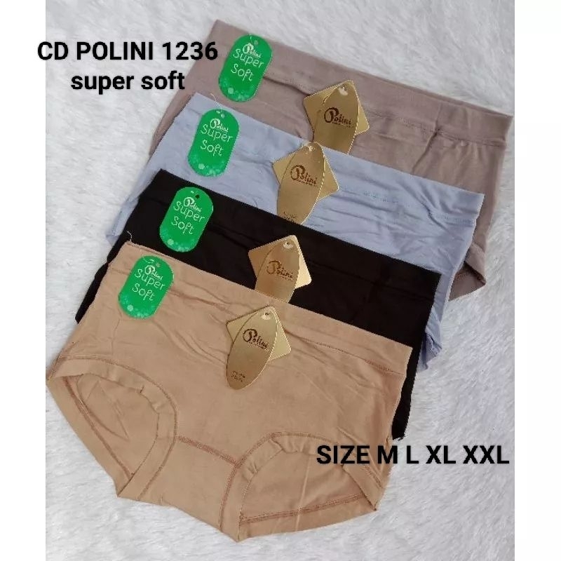 (6pcs) celana dalam wanita polini 1236 super soft pake jahit belakang / cd cewek polini karet besar 