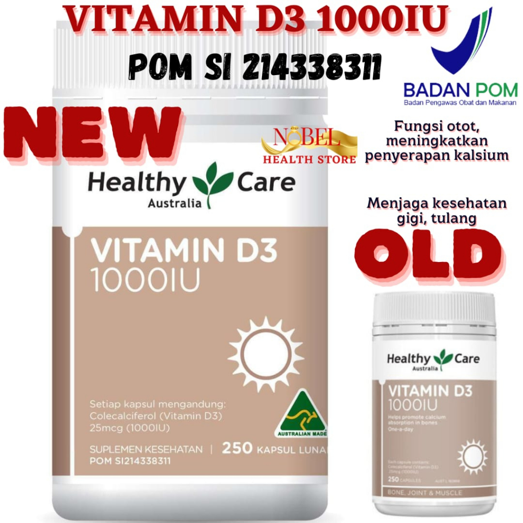 Healthy Care Vitamin D3 1000IU 250 Capsules