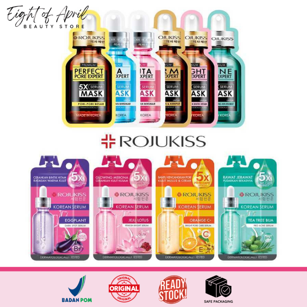 Rojukiss Premium 5x Serum Mask 25ml / Korean Serum 8ml - Sheet Mask & Serum Wajah