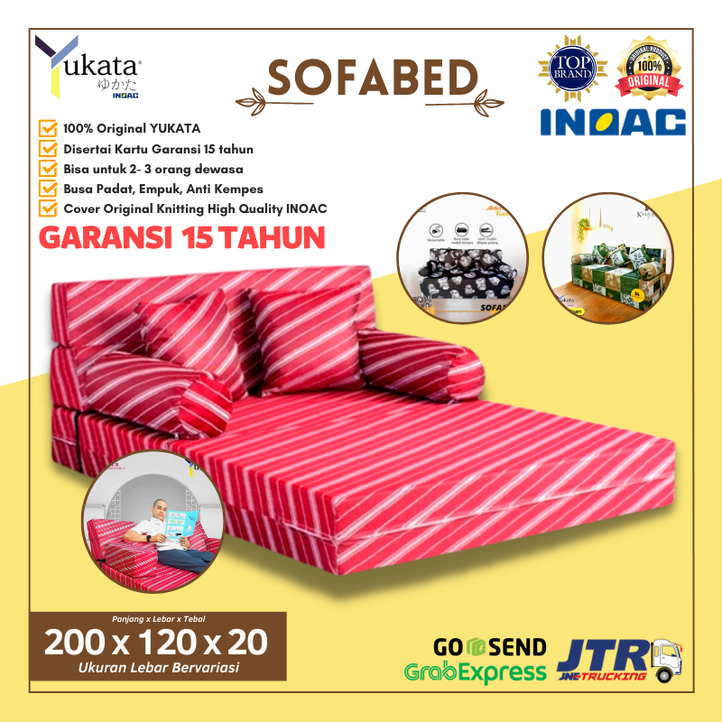SOFA BED SOFABED INOAC YUKATA LIPAT 100% ORIGINAL [TEBAL 20 CM] KASUR BUSA SOFA BED LIPAT LANTAI YUK