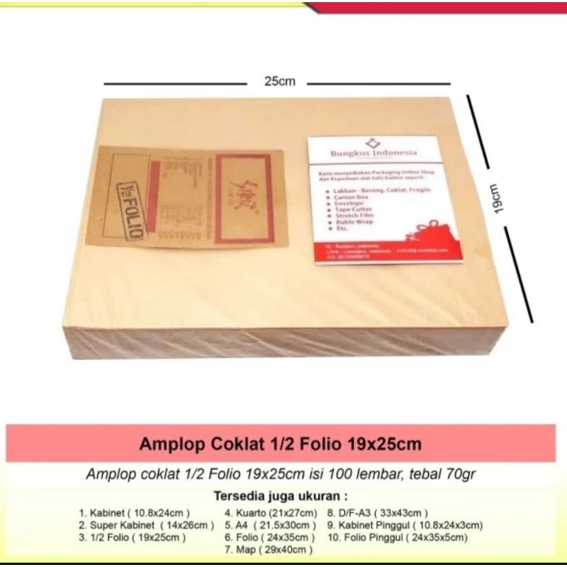 

Amplop Coklat 1/2 Folio Garan (100 Pcs)