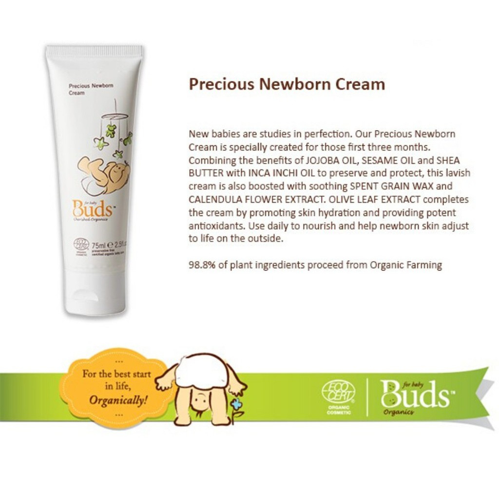 Buds Cherished Organics Precious Newborn Cream 75ml / krim perawatan bayi