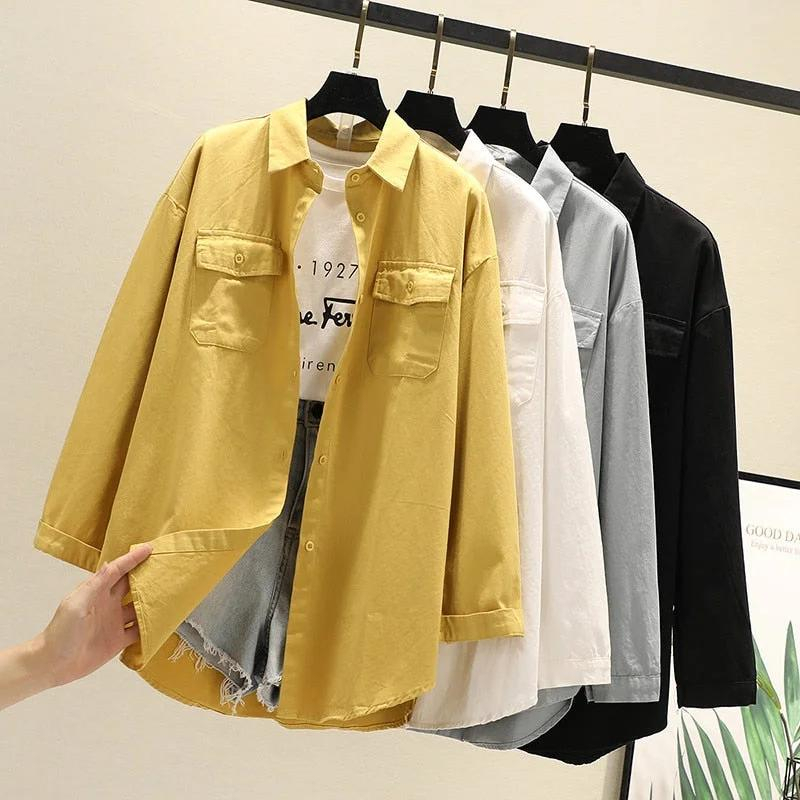 Lucy Top Kemeja Oversize - Atasan Wanita Kemeja Katun Poplin - Kemeja Polos Tangan Panjang Anti Gerah