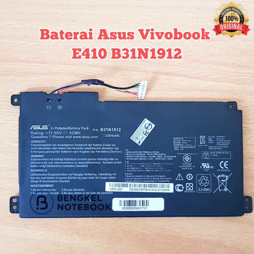 Baterai Asus Asus Vivobook 14 E410 E410M E410MA E510MA B31N1912 C31N1912