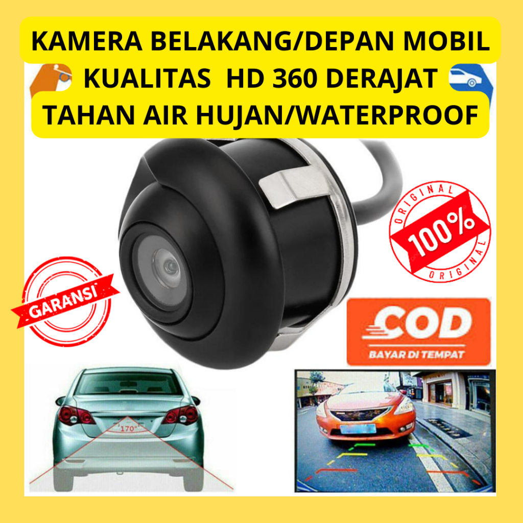 Kamera Mundur Depan Belakang Parkir Mobil Oto Merekam Kualitas Tajam HD 360 Derajat Anti Air Hujan W