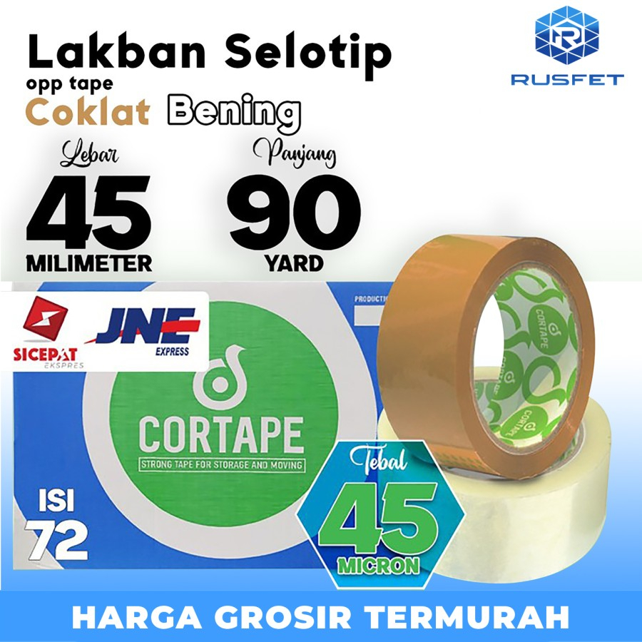 

Lakban isolasi Solatip 45mm x90yard OPP Tape Cortape Varian KARGO PERDUS