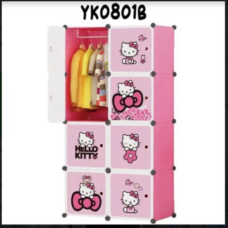 LEMARI PORTABLE 8 KOLOM SHENAR CAROPY HELLO KITTY DORAEMON / LEMARI SUSUN PORTABLE