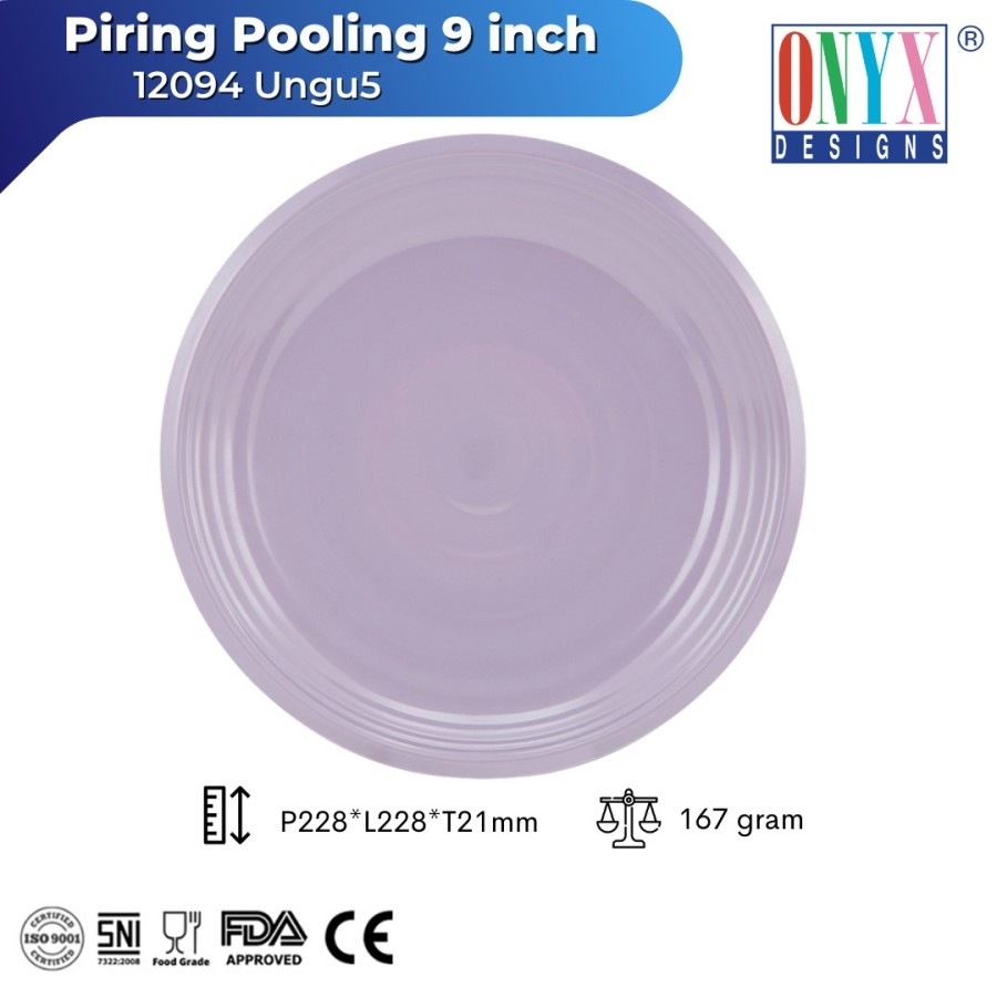 Onyx Piring Bulat Pooling 9 inch Melamin isi 6 / Plate 12094