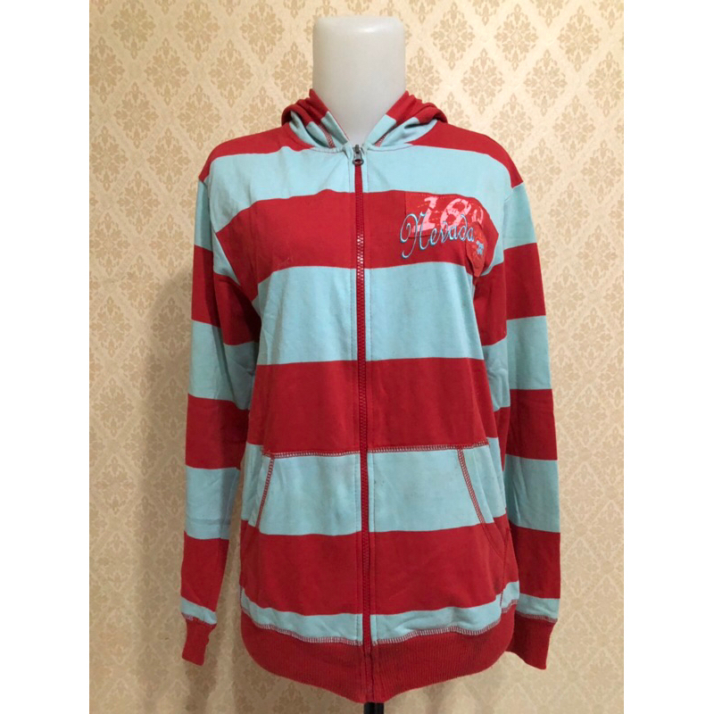 [PRELOVED] Jaket Sweater Wanita Motif Garis Merek Nevada