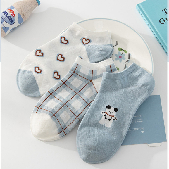 BV.ID KK1249 Kaos Kaki Semata Kaki Socks Korean Motif Beruang Bear Biru Blue Cute