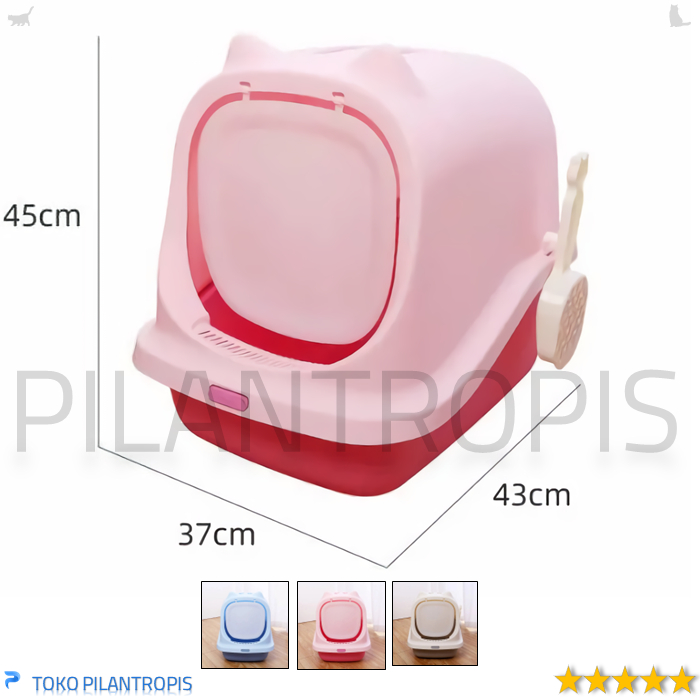 CAT LITTER BOX KUCING JUMBO BESAR TERTUTUP TOILET KUCING BAK TEMPAT KOTORAN POOP KUCING BESAR TERTUTUP