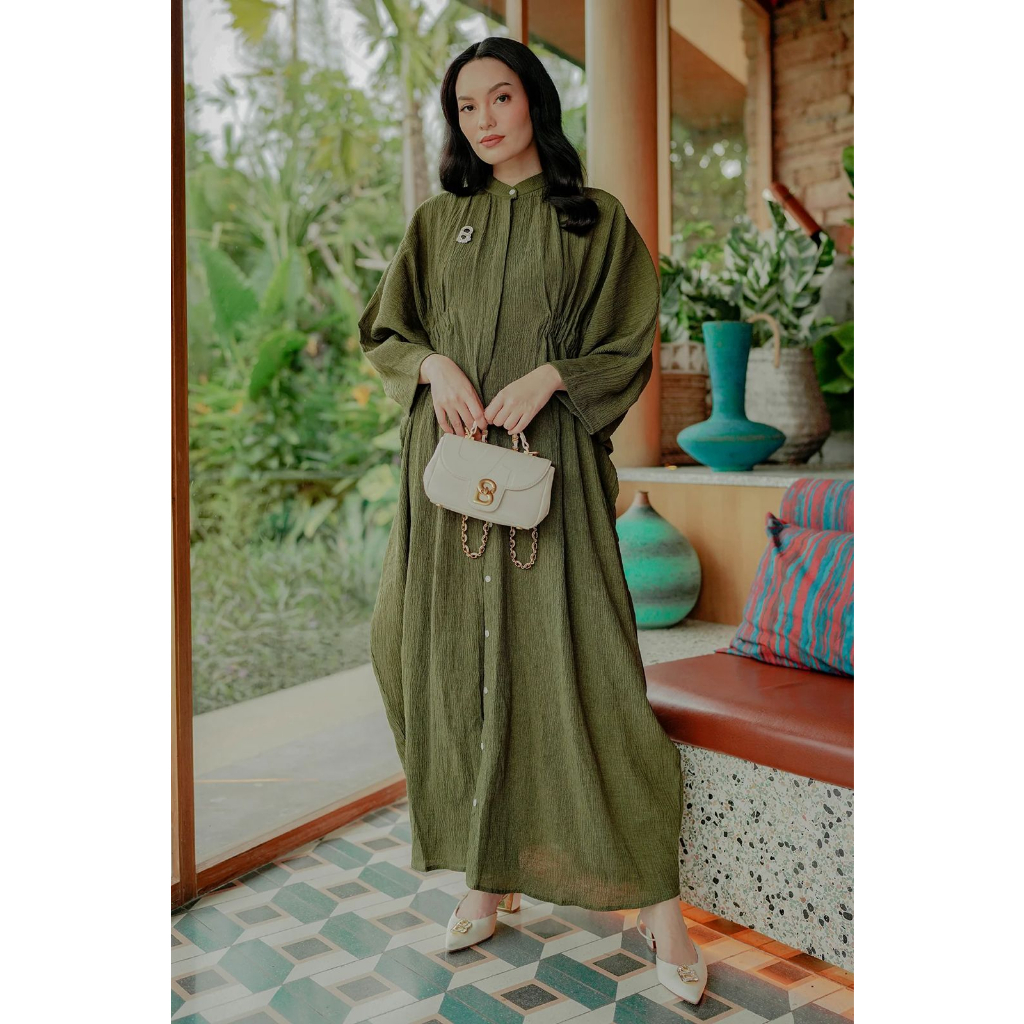 AKIARA SHIRT DRESS WITH GATHERS - BENANG JARUM