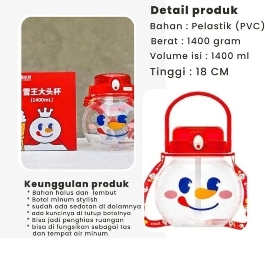 bARANGUNIK2021 -Botol minum plastik tumblr mixue wang 700ml snowking/Tumbler MIXUE SNOW KING water bottle 700ml