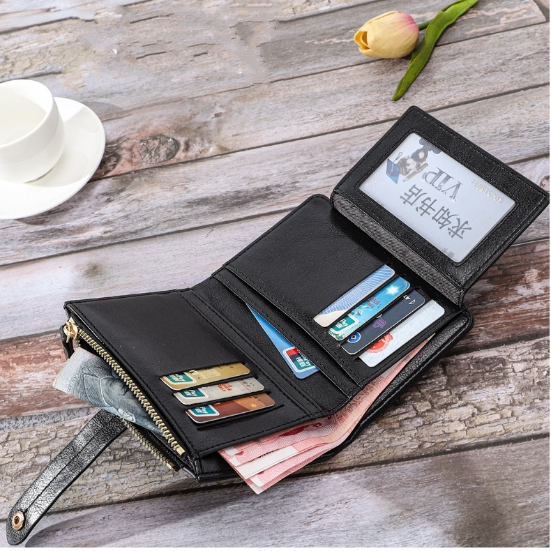 DOMPET LIPAT WANITA REMAJA KOREA MINI SLOT KARTU RESLETING UANG KOIN KEKINIAN KULIT HITAM JARDINE WA723B5 IMPORT KECIL CEWEK SIMPLE PREMIUM LUCU FASHION TERBARU MURAH BRANDED BATAM