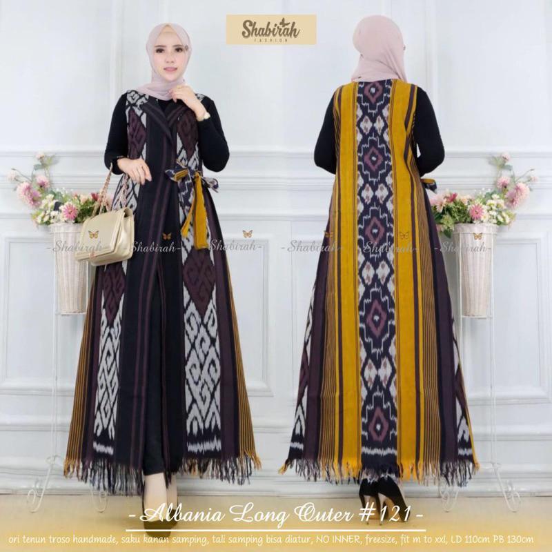 GARANSI TERBAIK ALBANIA LONG CARDI TENUN (BISA COD) TENUN TROSO
