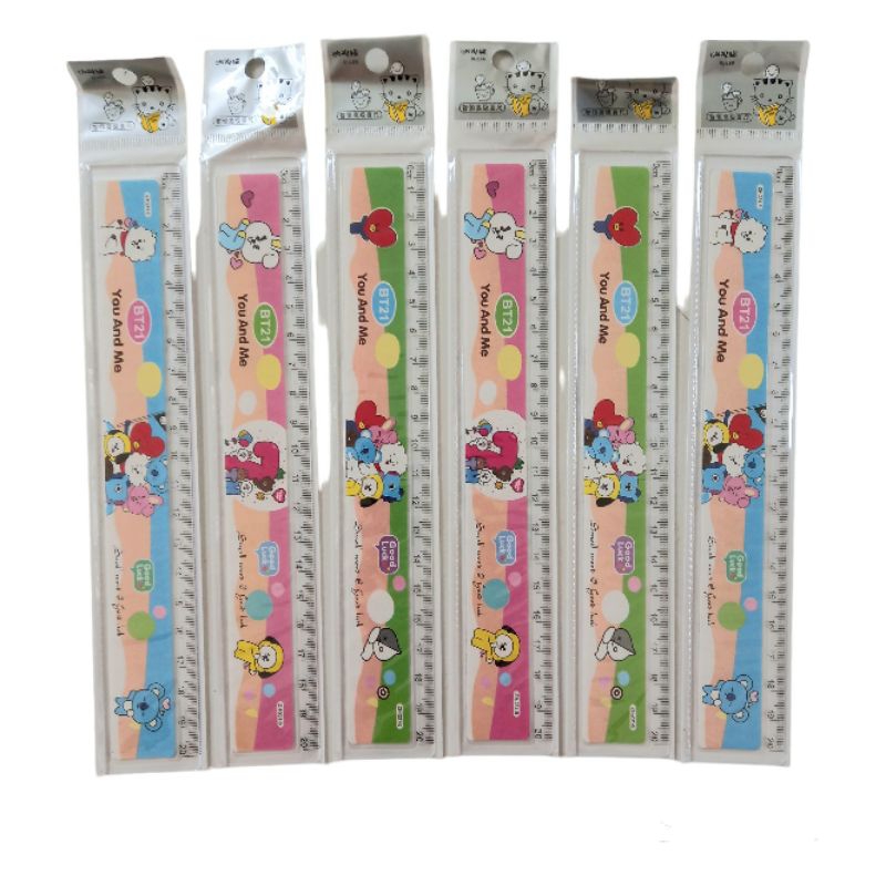 

Penggaris BT21 20 cm / Garisan BTS 20 cm / Mistar plastik kpop
