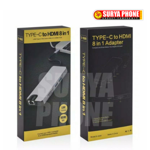 Converter USB Type-C To USB 3.0 HDMI VGA Lan Gigabite 8in1