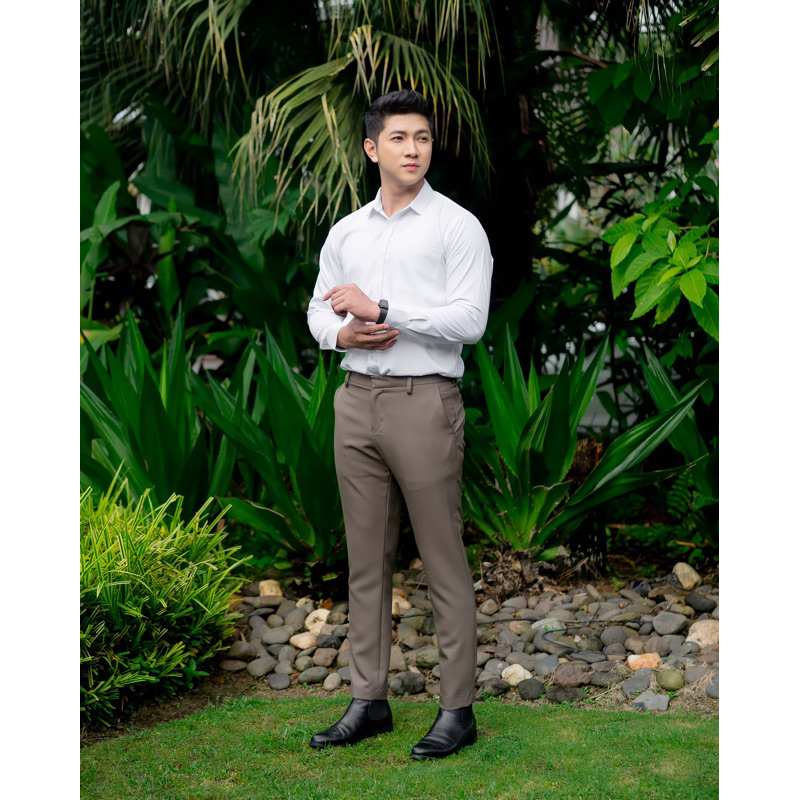 Trousers Pria Celana Bahan Wol Premium - Stretch Dark Brown