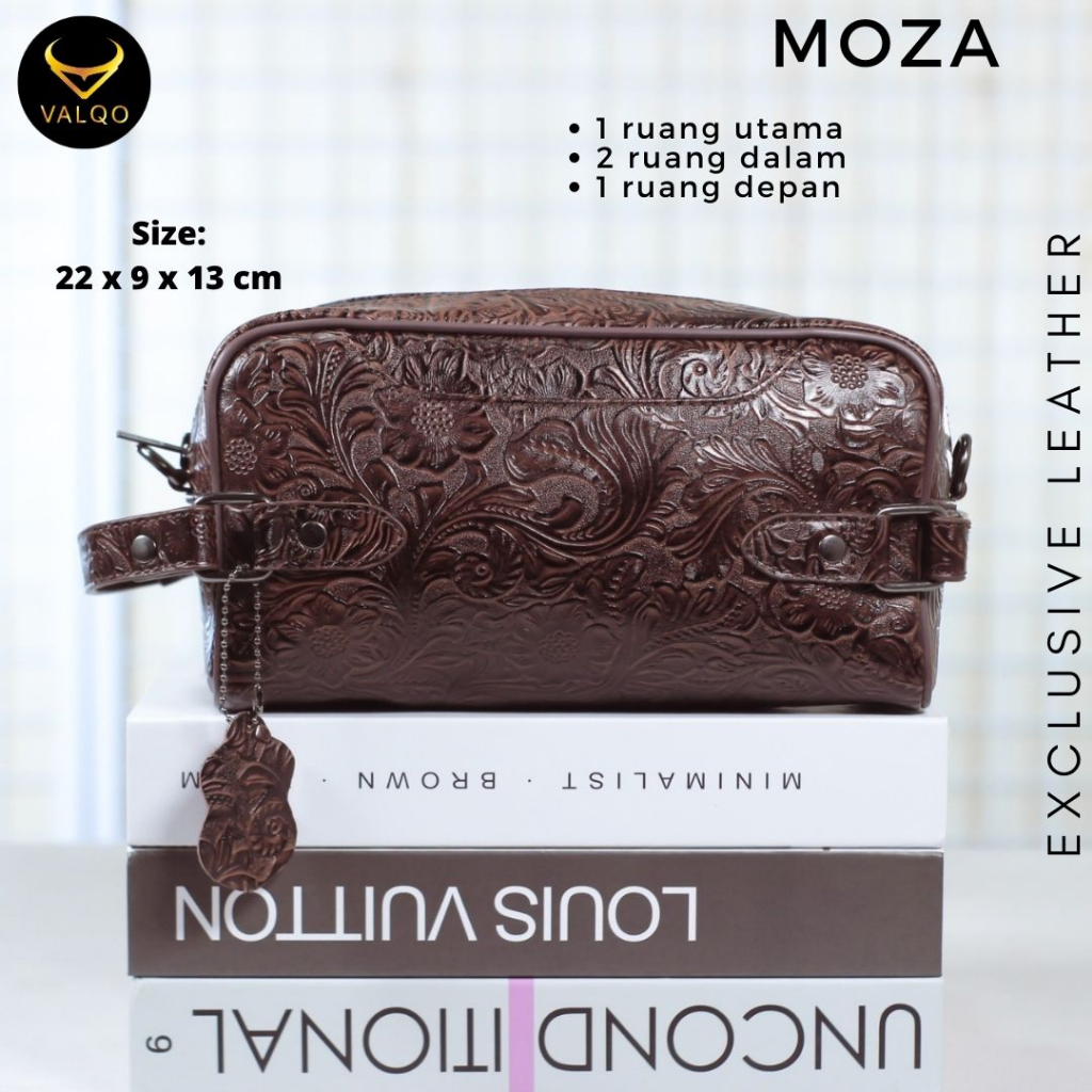 [VALQO] MOZA Batik Handbag Kulit Sapi Pouch Kulit Clutch Kulit Tas Tangan Kulit Pria Wanita