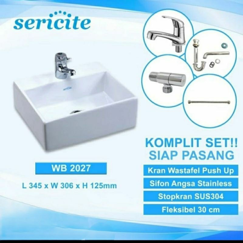 Wastafel keramik Kotak SERICITE 1 Paket Komplit