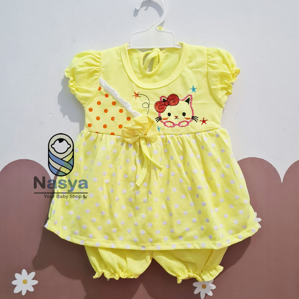 [N-067] TERBARU ! Setelan Baju Bayi Perempuan Motif Bergambar - Naomi (3-6 bulan)