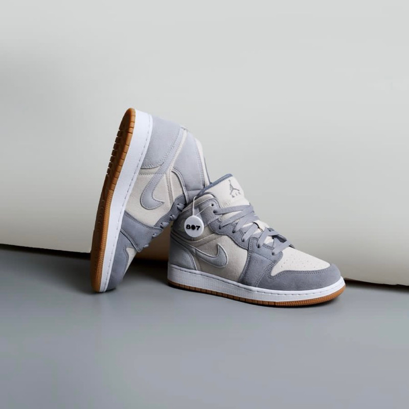 Air Jordan 1 Mid Coconut Praticle Grey GS Women