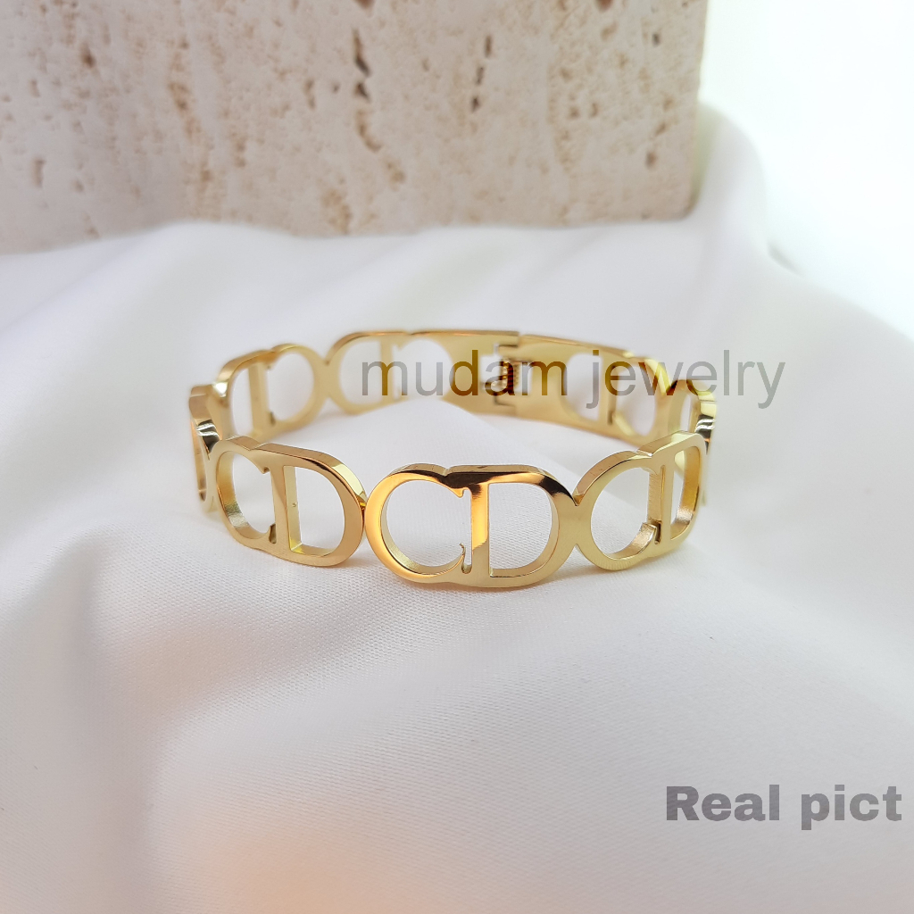 Gelang Bangle Model CD Hollow Warna Gold