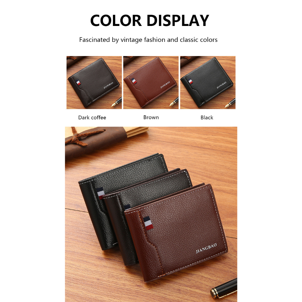 IMPOR ORIGINAL JIANGBAO L7 DOMPET UANG LIPAT PRIA BIFOLD BAHAN KULIT SINTETIS