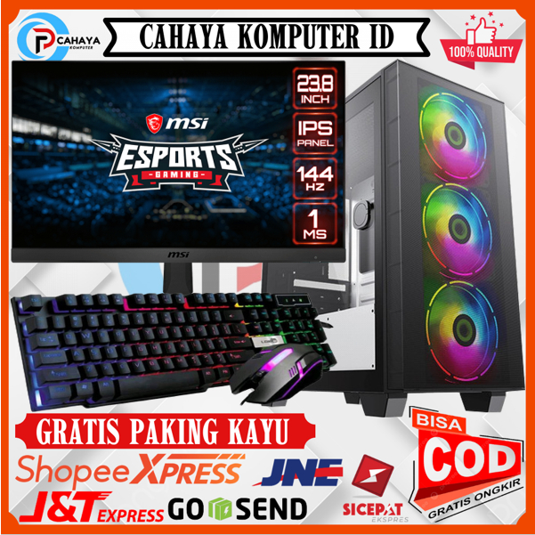 PC Rakitan Intel I5 10400F Ram 16GB VGA Rx 6400 4GB SSD 256GB Monitor MSI 24 Inch 1Ms Gaming Design OKEY