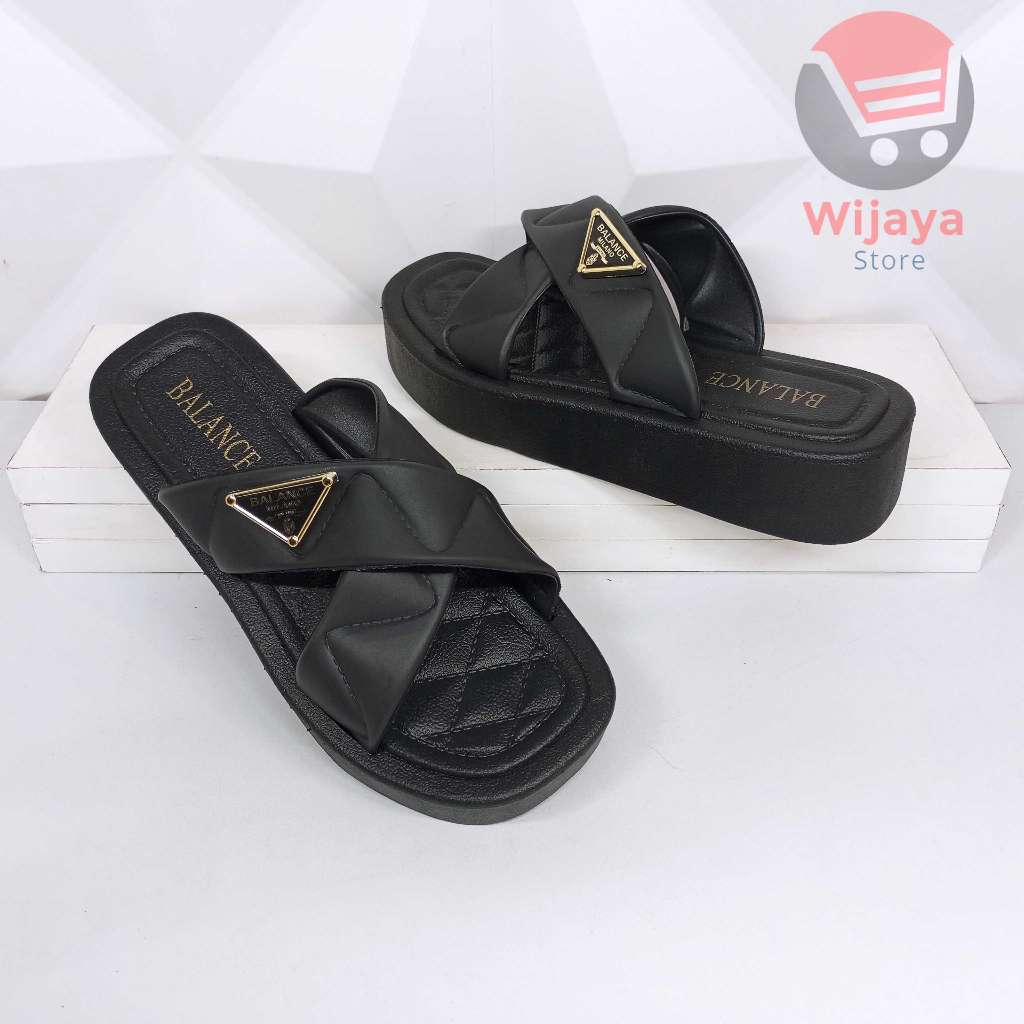 Sandal BALANCE 8868-B2 Wedges Slop Wanita Model Silang Sendal Jelly Slide Pita Selop Cewek Perempuan