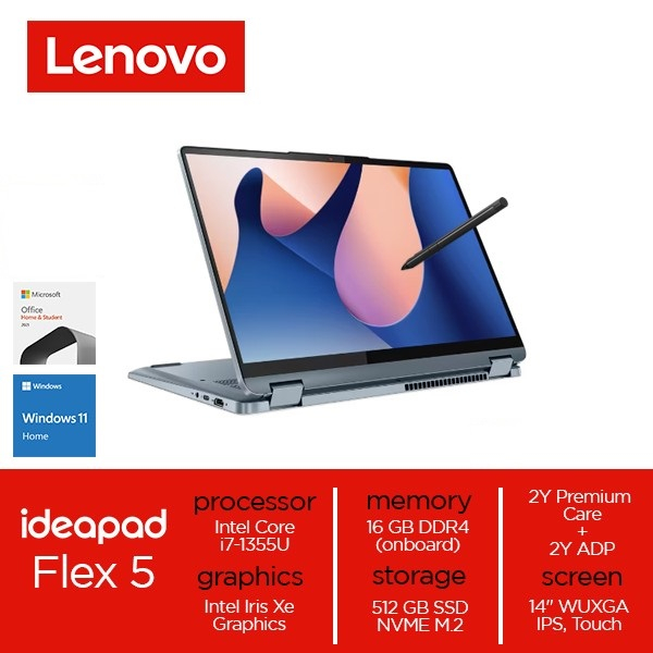 Lenovo Ideapad Flex 5i - i7-1355U - 16GB - 512GB SSD - 14&quot;WUXGA IPS Touch - W11 - OHS