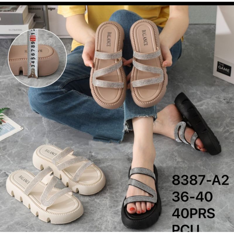 Sandal Wedges Strap Diamond Glitter Balance 2088