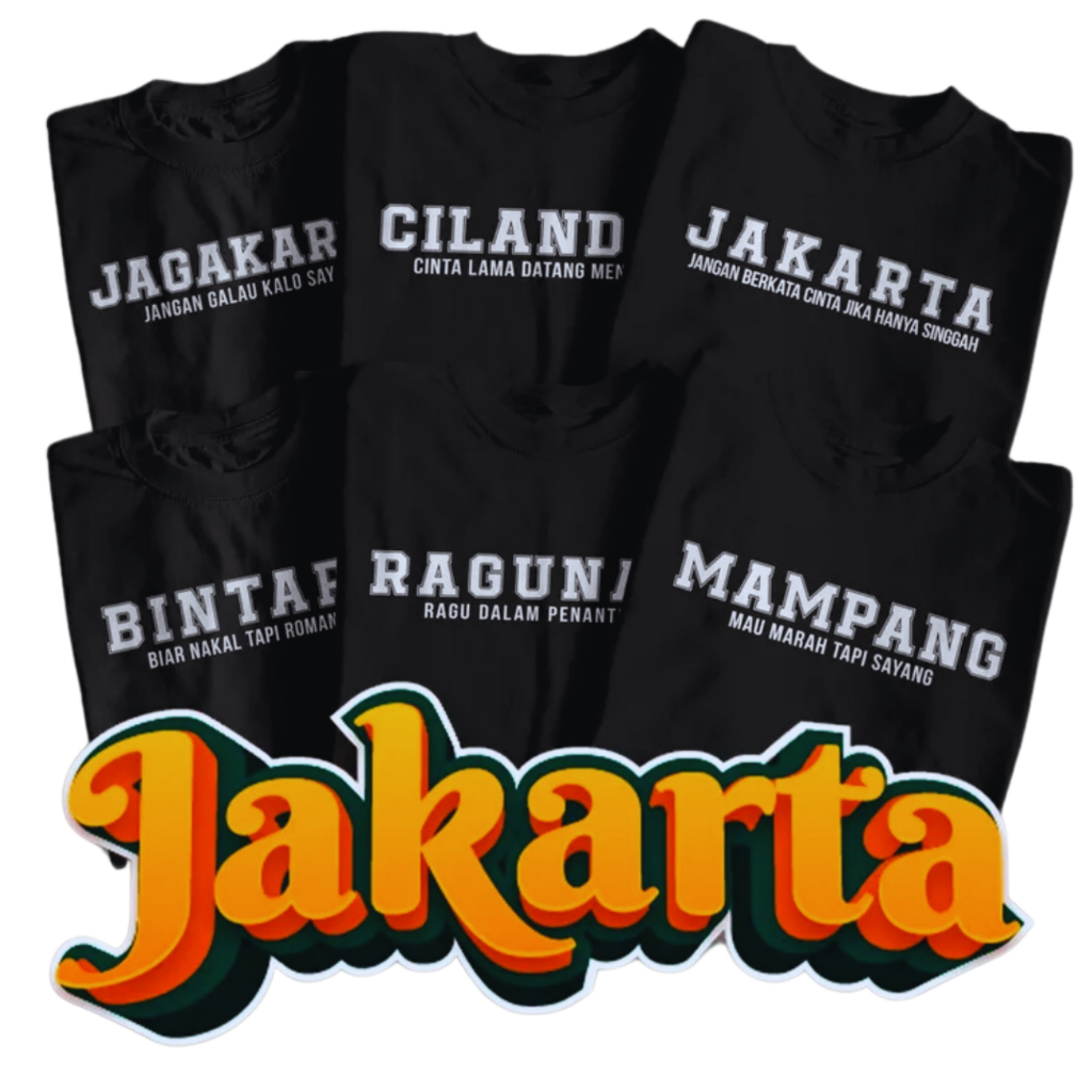 Kaos Sablon Custom Kata-kata DKI Jakarta Kaos Custom Satuan Kaos Sablon Kata-kata Kaos Desain Sendir