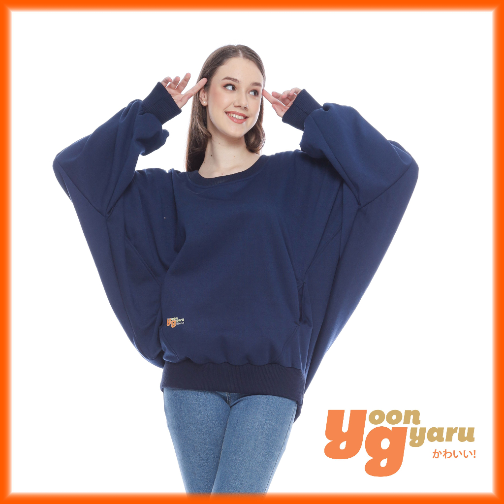 Sofie Crewneck Oversize Sweater Wanita Batwing Korea Oversized Original Yoon Gyaru