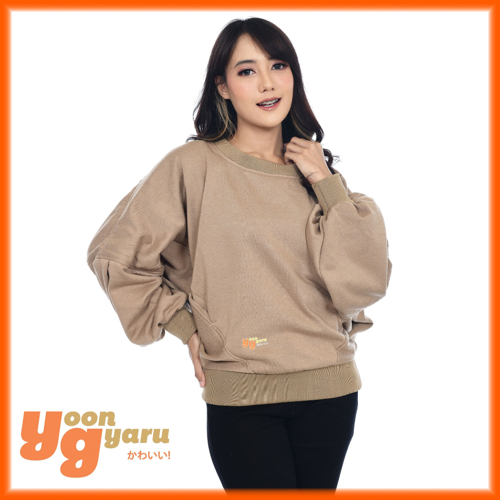 Sofie Crewneck Oversize Sweater Wanita Batwing Korea Oversized Original Yoon Gyaru