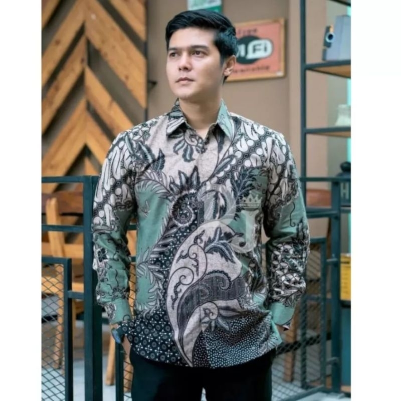 Prada Oren Batik Pria Lengan Panjang / Baju Batik Pria Casual Modern Lengan Panjang Premium Batik Soloan Lengan Panjang Pendek