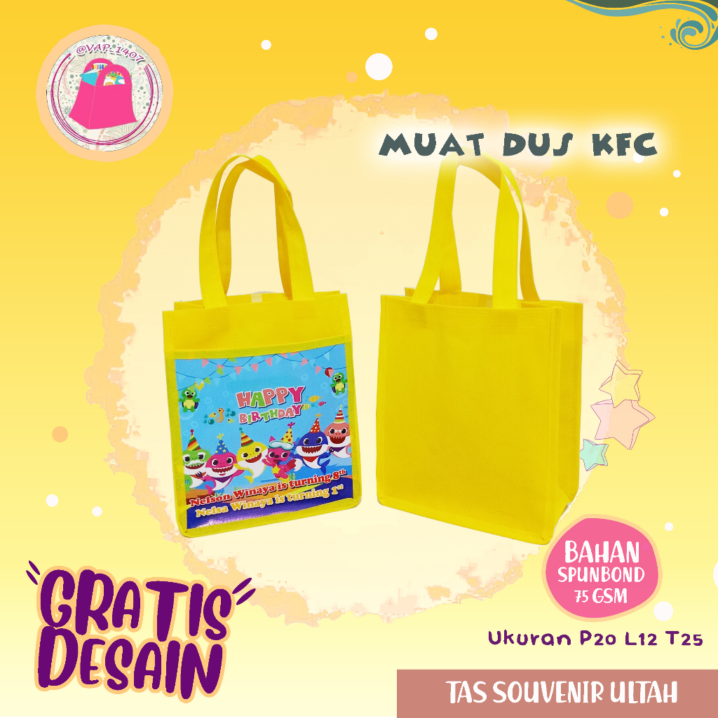 Tas Baby Shark / Tas ultah / Parcel Ultah / Goodie Bag