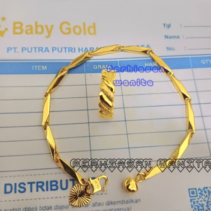 Aksesoris Perhiasan wanita anti karat tidak luntur satu set perhiasan wanita gelang cincin aksesoris