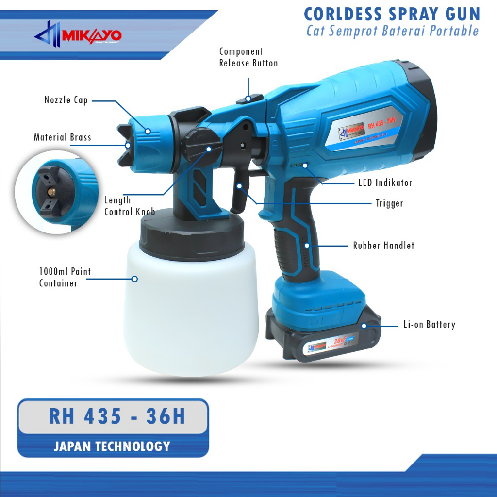 MIKAYO Electric Spray Gun 400Watt Paint Mesin Cat Semprot Elektrik semprot Cat ga Bisa buat minyak Alat Semprotan Ryu Semprotan Cat Listrik Ryu