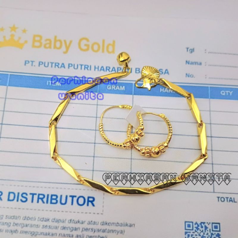 Aksesoris Perhiasan wanita Gelang Anting anti karat tidak luntur satu set perhiasan wanita aksesoris