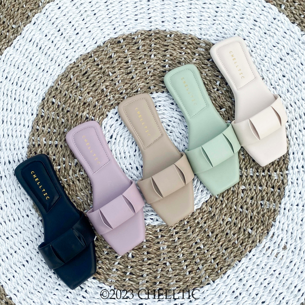 Chelltic Sandal Wanita Teplek Casual Size 37 - 40 Sendal Slop Empuk Flat Slip On Terlaris