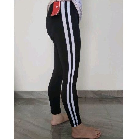 Celana Legging Garis Strip 2 Bahan Spandex