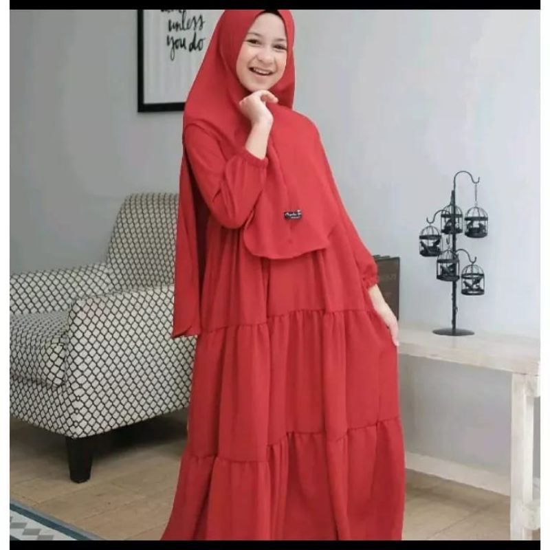 Gamis Zahra Alikadara Greysia Shofiya ' Gamis syar'i remaja anak perempuan ' Gamis full polos hitam 