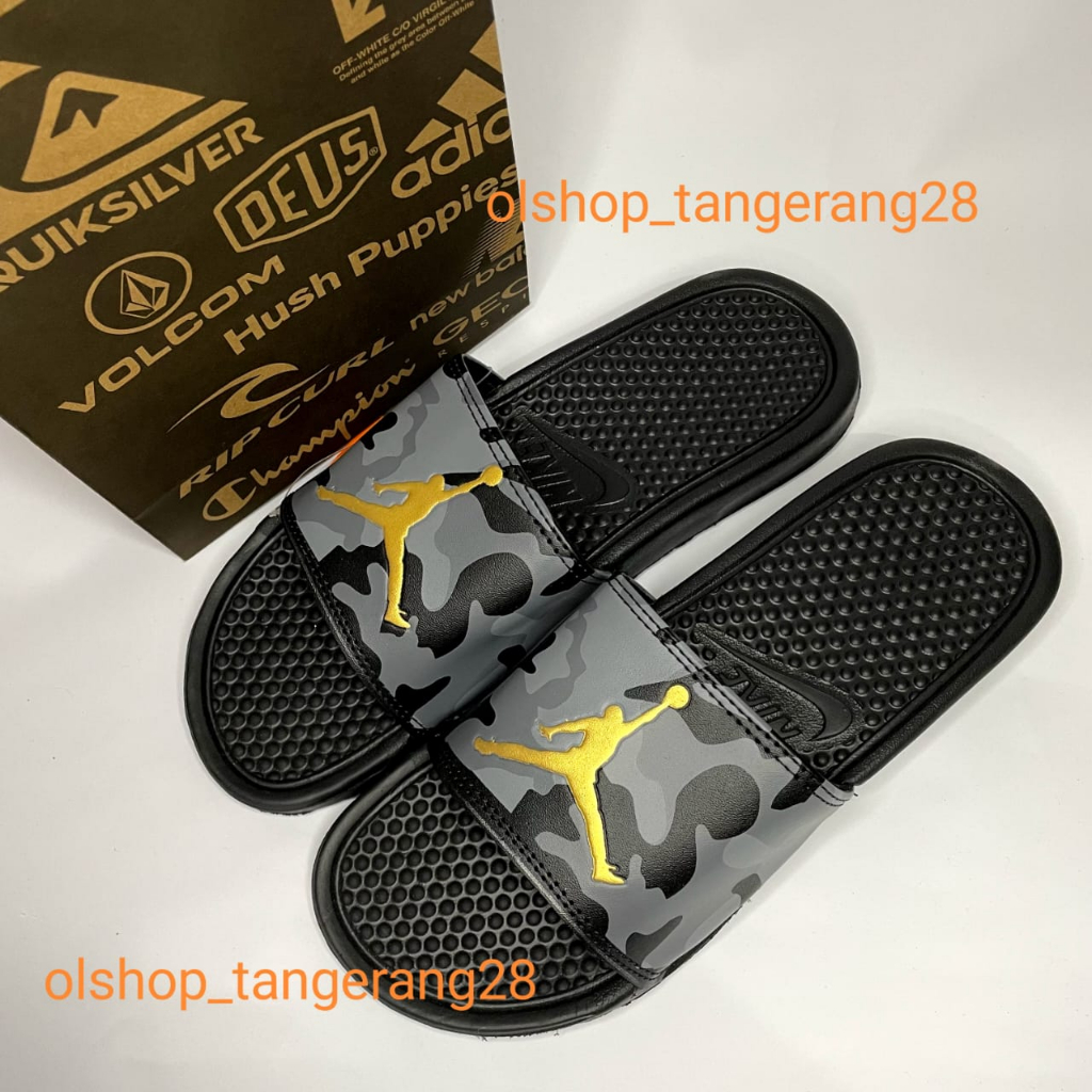 Sandal Sendal Slop Selop Slip On Slide Pria Wanita Cowok Cewek Laki Laki Casual Murah NK Jordan Army