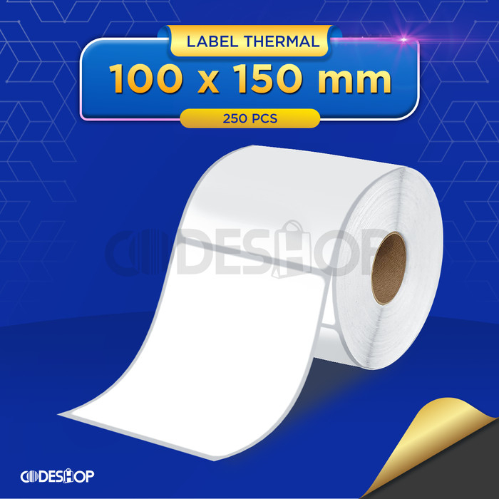 Stiker Label Thermal 100x150mm 1 Line isi 250 Pcs Core 1&quot;Gap Perforasi