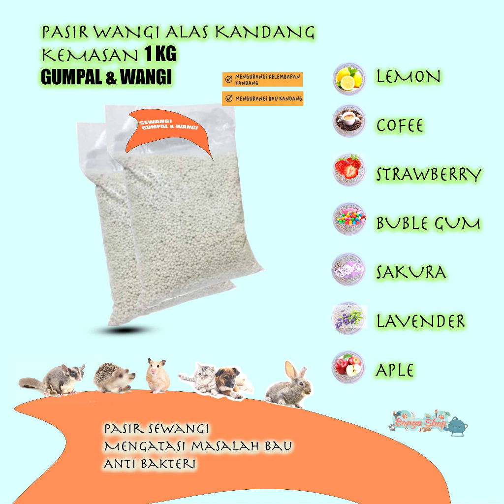 PASIR WANGI 1KG ALAS KANDANG (GUMPAL &amp; WANGI) HEWAN SUGAR GLIDER / HAMSTER / LANDAK/ANJING/KUCING/KALUNG KUCING/