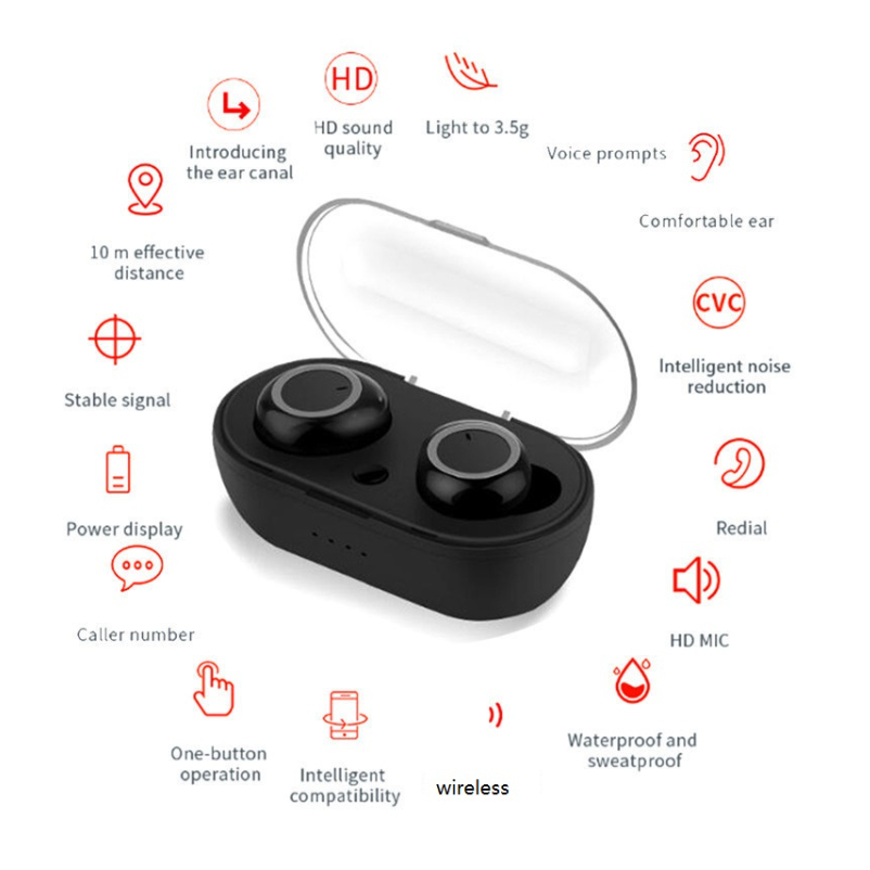 Y50 TWS Bluetooth Headset Bluetooth TWS Dengan Mikrofon 5.1 Earphone Bluetooth TWS HiFi Stereo Waterproof Earbuds Wireless