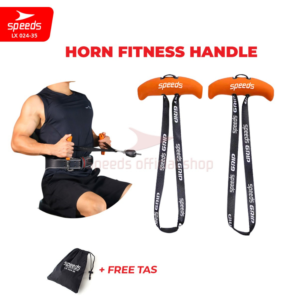 SPEEDS Horn Fitness Handles Grip Fitnes Handle Pull Up Weight Lifting Support Perlengkapan Gym  024-35