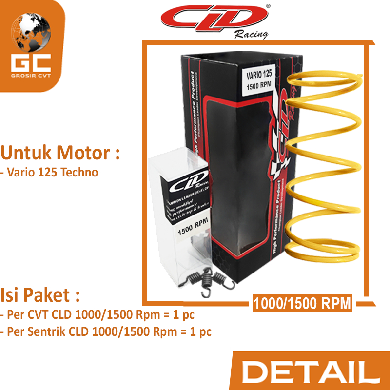 Paket Per CVT Sentrik Ganda Racing Honda Beat Vario Scoopy PCX Genio Deluxe Spacy CLD 1000/1500 RPM